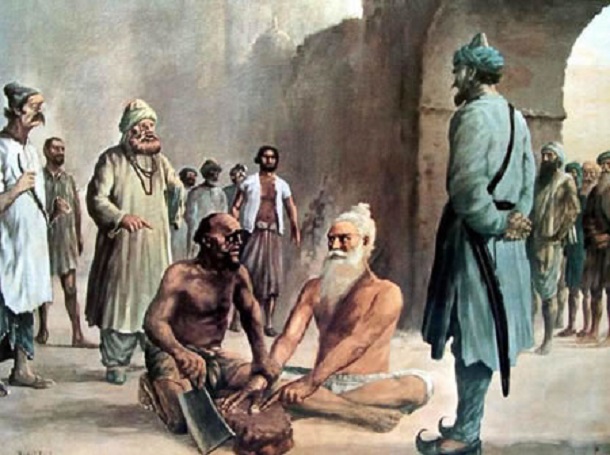 A portrait depicting martyrdom of Bhai Mani Singh Ji Shaheed
