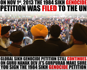 To support UN "1984 Sikh Genocide" complaint, SFJ to hold global signature campaign on Nov 17