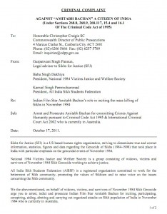 Criminal Complaint Against Amitabh Bachchan (20111018) Page 1/2