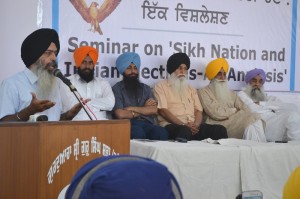 L to R: Kanwar Pal Singh (Speaking), Paramjeet Singh, Prabhjot Singh, H. S. Dhami, Harpal Singh Cheema and Manjinder SIngh Jandi