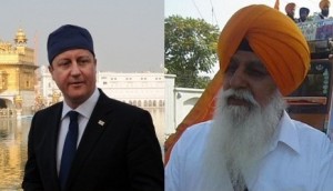 David Cameron (L) and Harcharanjit Singh Dhami (R)