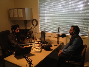 Dinesh Sood at Studio of Qaumi Awaaz Punjabi Radio with Jaspreet Singh
