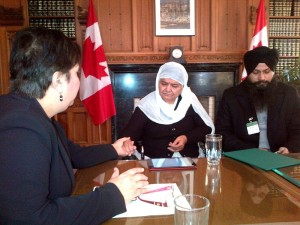 Sikh genocide survivor Bibi Jagdish Kaur with NDP officials