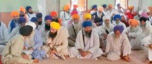 Sikh sangat inside a Gurdwara Sahib at Bathinda