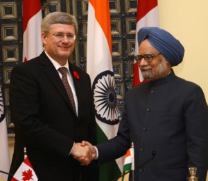 Stephen Harper with Manmohan Singh