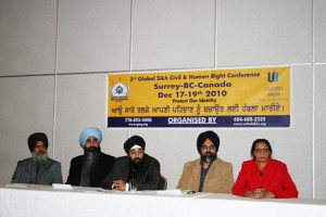 From Left to Right: Ranbir Singh of United Sikhs (Canada), Bikramjit Singh, President of Surrey’s Guru Nanak Sikh Gurdwara, Hansdeep Singh and Hardayal Singh of United Sikhs (U.S.), and Jaswinder Kaur of United Sikhs (Kenya).