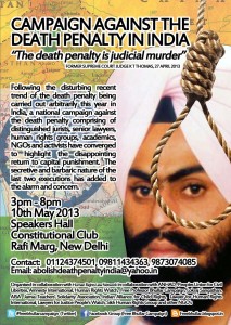 Campaign Against the Death Penalty in India - conference at Delhi on May 10